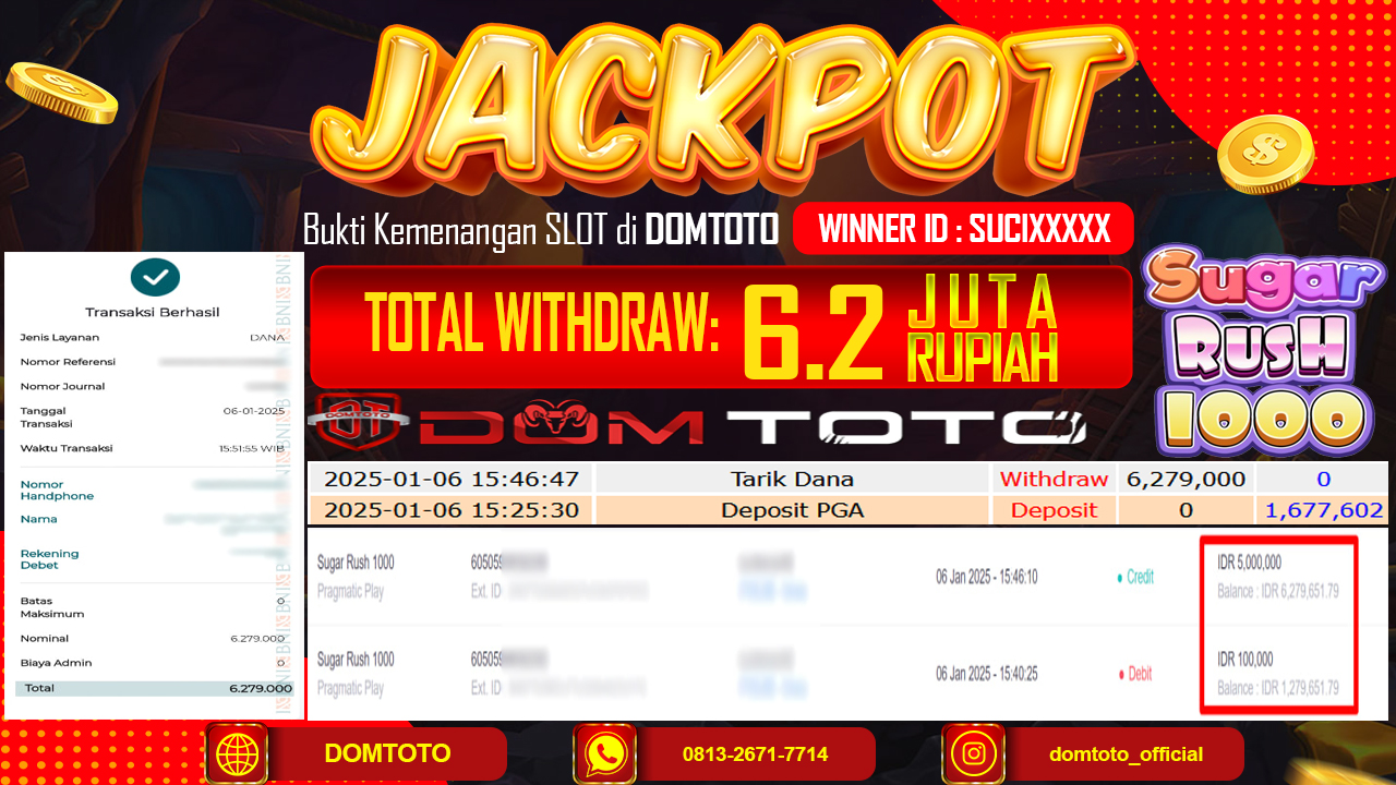 JACKPOT SLOT SUGAR RUSH 06 JANUARI 2025